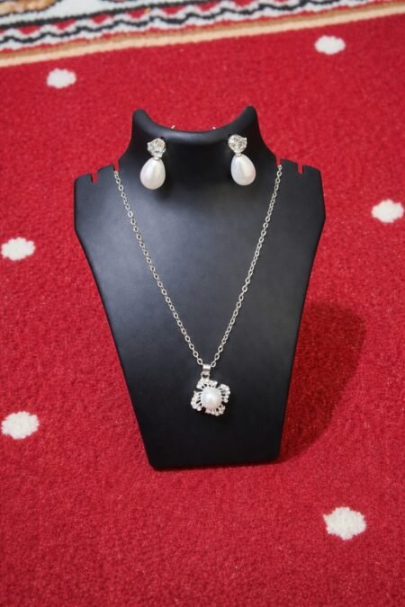 Elegant Pearl Blossom Pendant Set with Matching Earrings