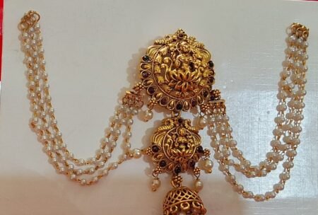 Elegant Traditional Temple Pearl Haar with Lakshmi Pendant