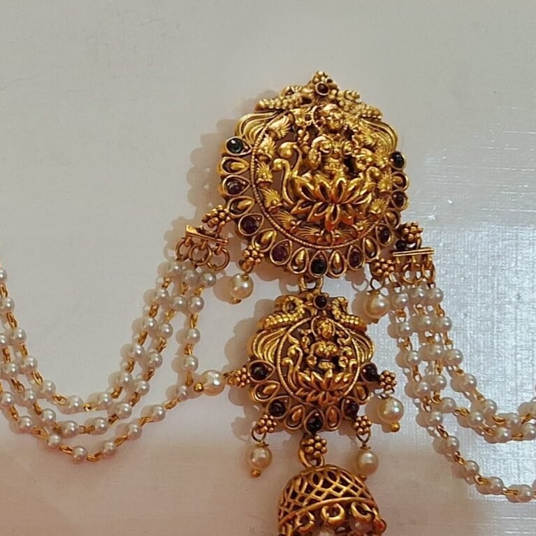Elegant Traditional Temple Pearl Haar with Lakshmi Pendant