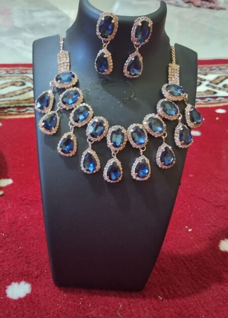 Royal Sapphire Drop Necklace & Earrings Set