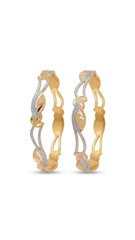 Elegant Dual Tone Designer Bangles with Stone Work