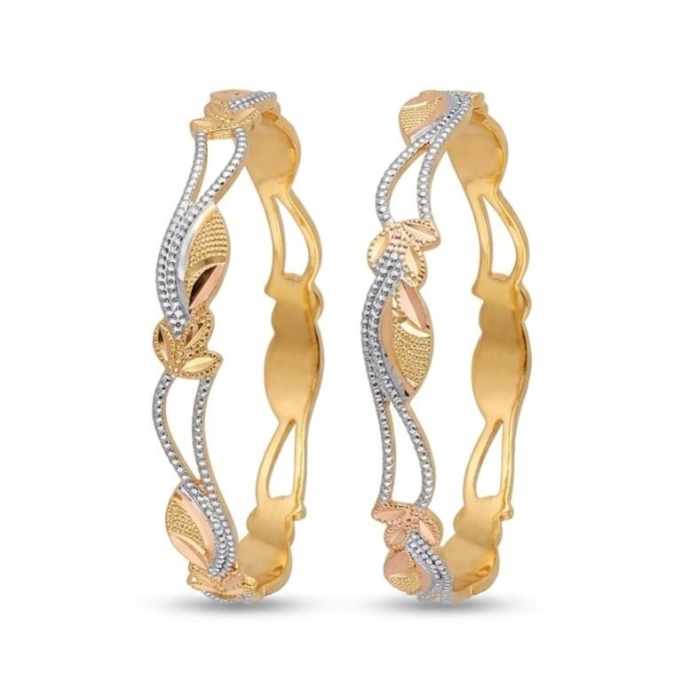 Elegant Dual Tone Designer Bangles with Stone Work