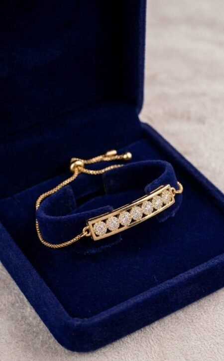 Elegant CZ Stone Bar Design Adjustable Bracelet – Gold Finish