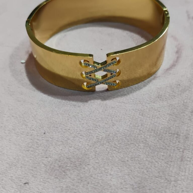 Modern Gold-Tone "Criss-Cross" Laced Hinged Bangle