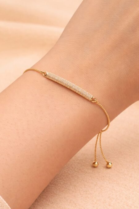Elegant Gold CZ Bar Bracelet – Minimalist Sparkle Design