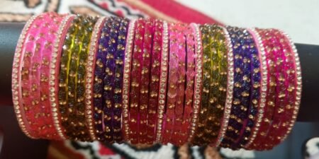 Elegant Multicolor Stone Studded Bridal Bangles Set