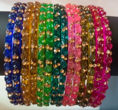Rainbow Crystal-Studded Bangles Set