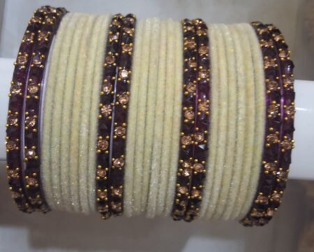 Elegant Maroon & Gold Stone Studded Bangle Set