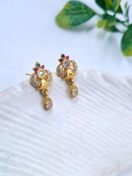 Elegant Gold-Plated Multicolor Stone Drop Earrings