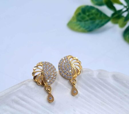 Gold-Plated Crystal Studded Floral Designer Ring for Women
