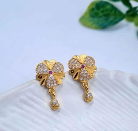 Charming Gold-Plated Floral CZ Drop Earrings