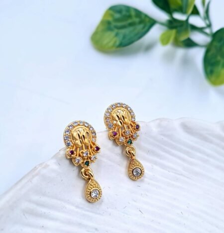 Traditional Gold-Plated CZ Floral Drop Earrings
