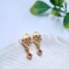 Elegant Gold-Plated Multicolor Stone Drop Earrings