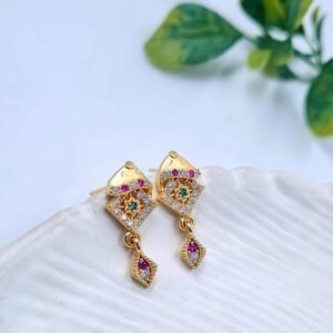 Elegant Gold-Plated Multicolor Stone Drop Earrings
